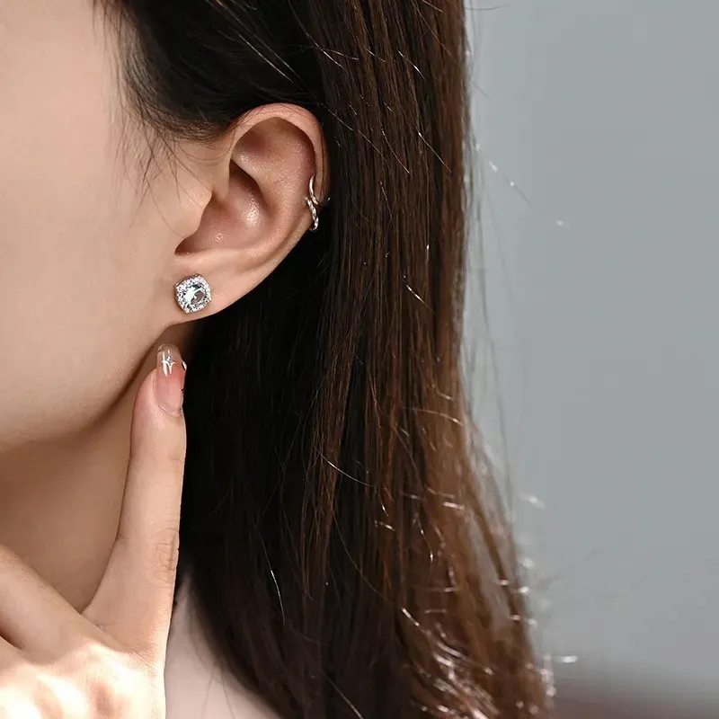 QIANCHANG S999 Fine Silver Stud Earrings Women's-2