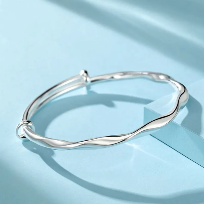 QIANCHANG S999 Fine Silver Bangles Women's-6
