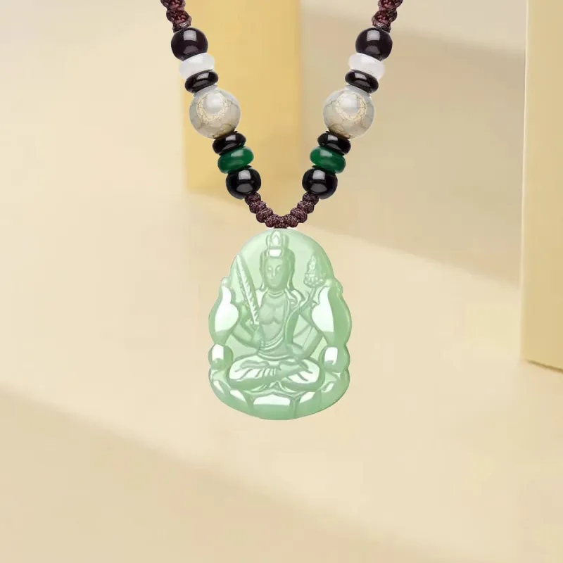 QIANCHANG Necklaces Green Jade Unisex-5