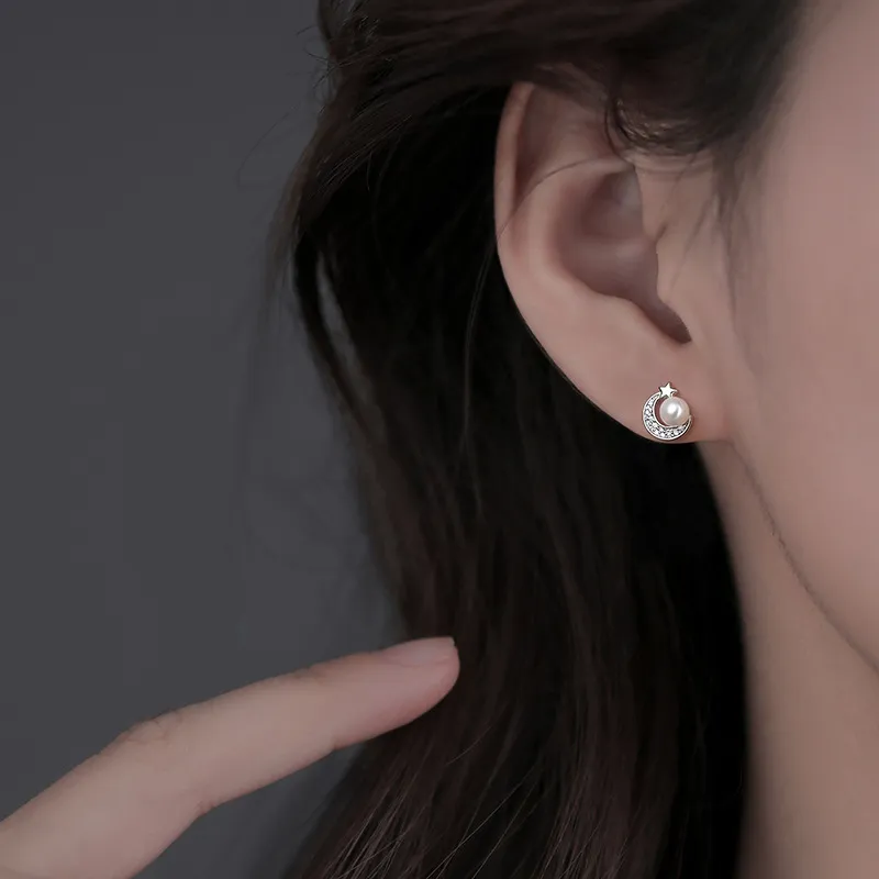 QIANCHANG Freshwater Pearl Stud Earrings Women's-3