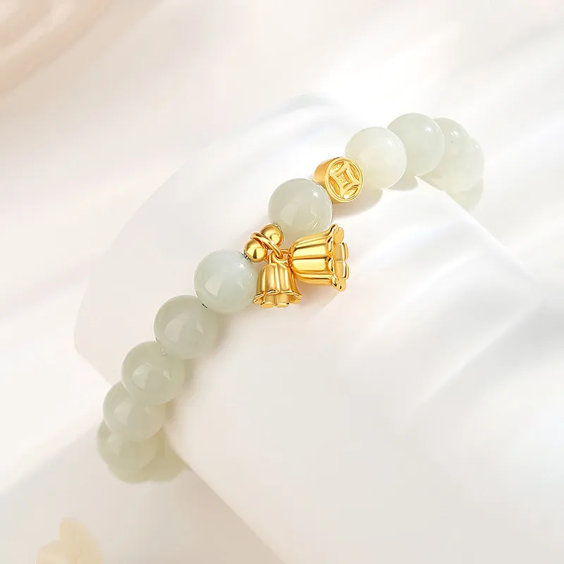 QIANCHANG Hetian Jade Bracelets Pale Greenish White Jade Women's-2