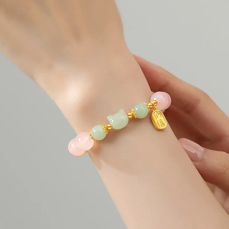 QIANCHANG Bracelets Pale Greenish White Jade Women's-4
