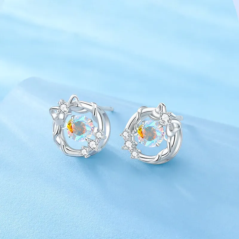 QIANCHANG S925 Silver Stud Earrings Women's-1