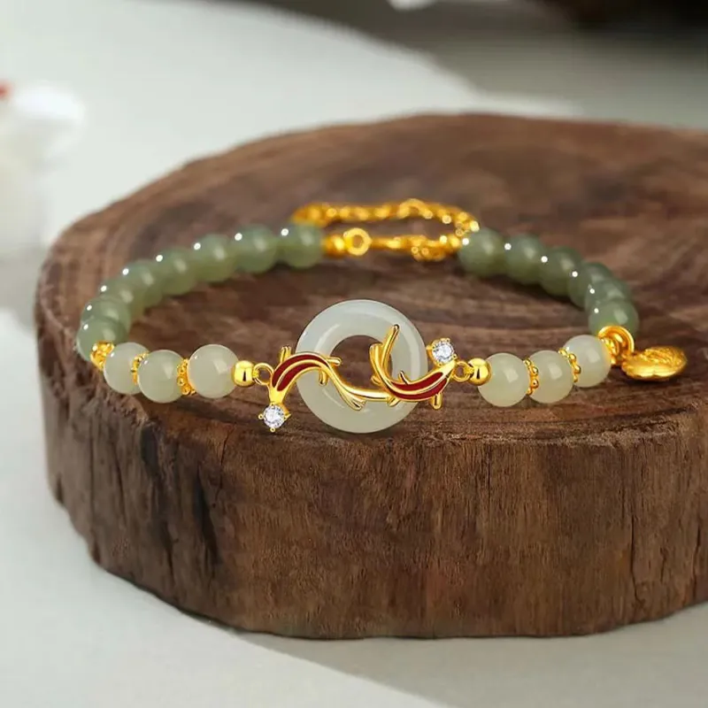 QIANCHANG Bracelets Pale Greenish White Jade Women's-4
