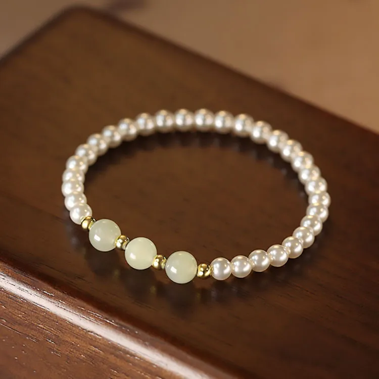 QIANCHANG Bracelets Pale Greenish White Jade Women's-1