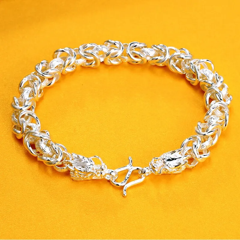 QIANCHANG S 990 Silver Pure Silver Bracelets Men's-3