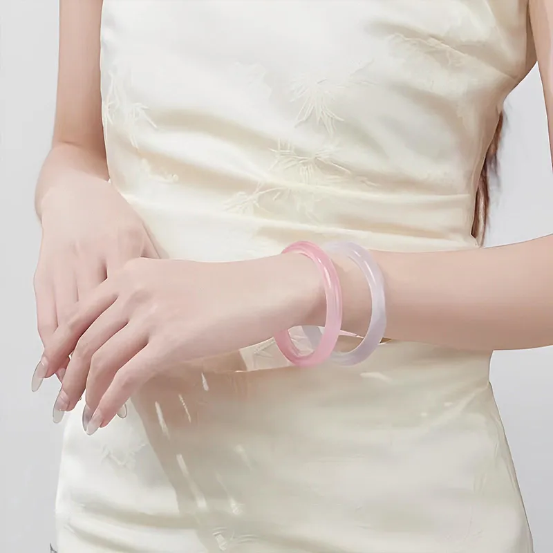 QIANCHANG Glass Cat Eye Bangles Women's-7
