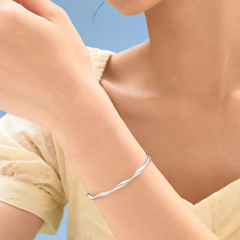 QIANCHANG S999 Fine Silver Bangles Women's-2