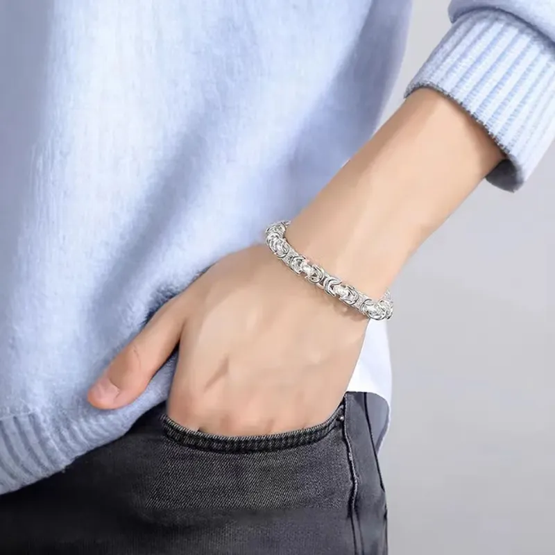 QIANCHANG S 990 Silver Pure Silver Bracelets Men's-1