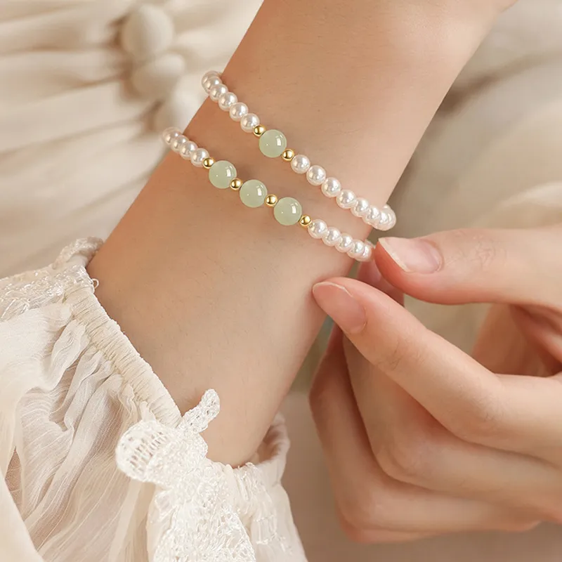 QIANCHANG Bracelets Pale Greenish White Jade Women's-3
