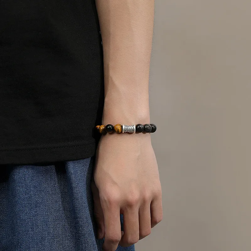 QIANCHANG Tiger's Eye Stone Bracelets Men's-2