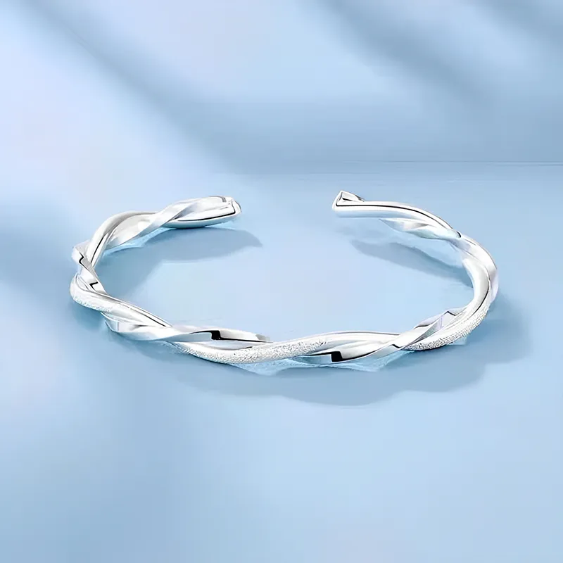 QIANCHANG 999 Fine Silver Bangles Women's-3
