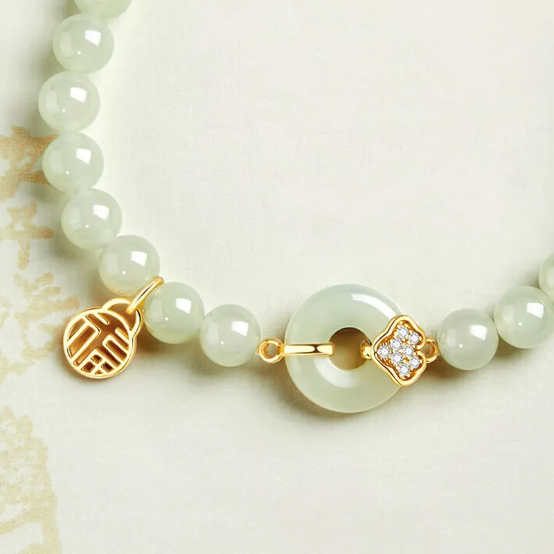 QIANCHANG Hetian Jade Bracelets Pale Greenish White Jade Women's-6