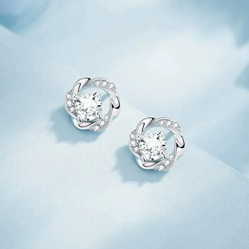 QIANCHANG 999 Fine Silver Stud Earrings Women's-3