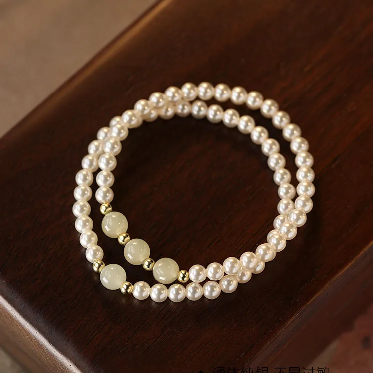 QIANCHANG Bracelets Pale Greenish White Jade Women's-2