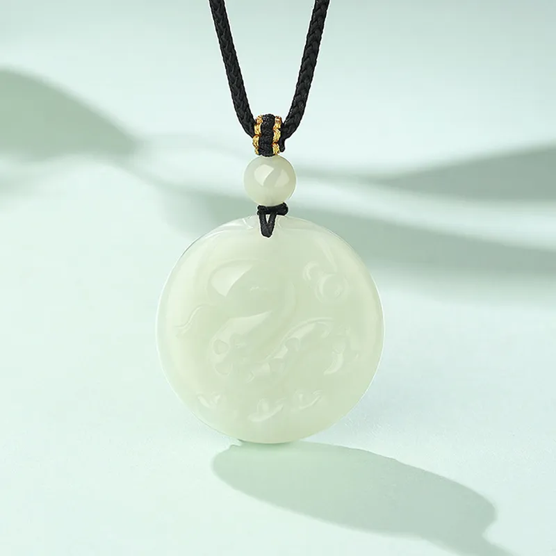 QIANCHANG Hetian Jade Necklaces Pale Greenish White Jade Women's-1