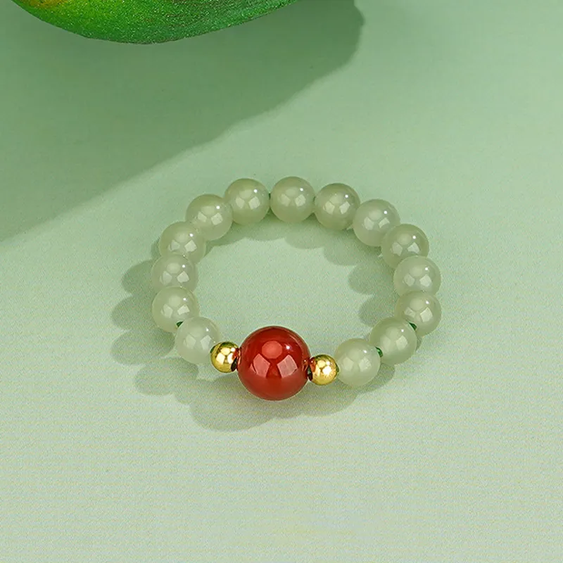 QIANCHANG Hetian Jade Rings White Jade/Pale Greenish White Jade Women's-3