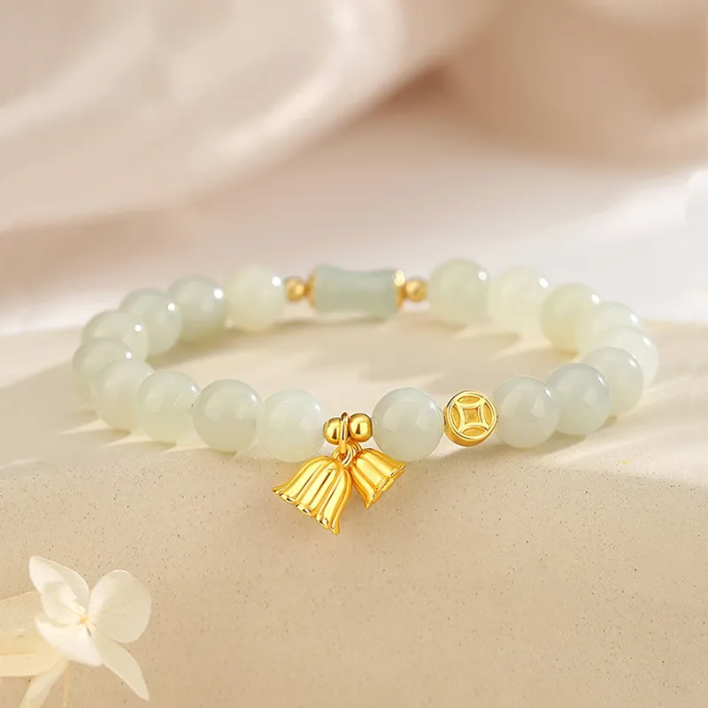 QIANCHANG Hetian Jade Bracelets Pale Greenish White Jade Women's-1