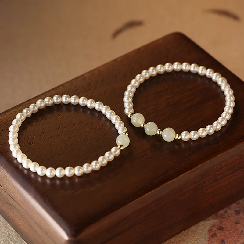 QIANCHANG Bracelets Pale Greenish White Jade Women's-7