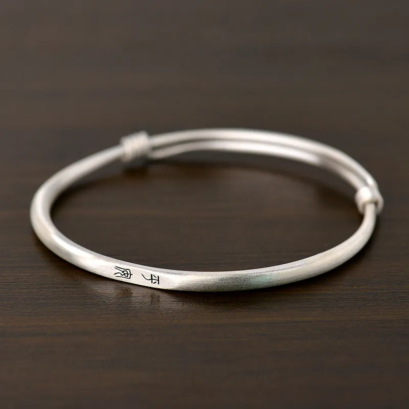 QIANCHANG S999 Fine Silver Bangles Women's-3