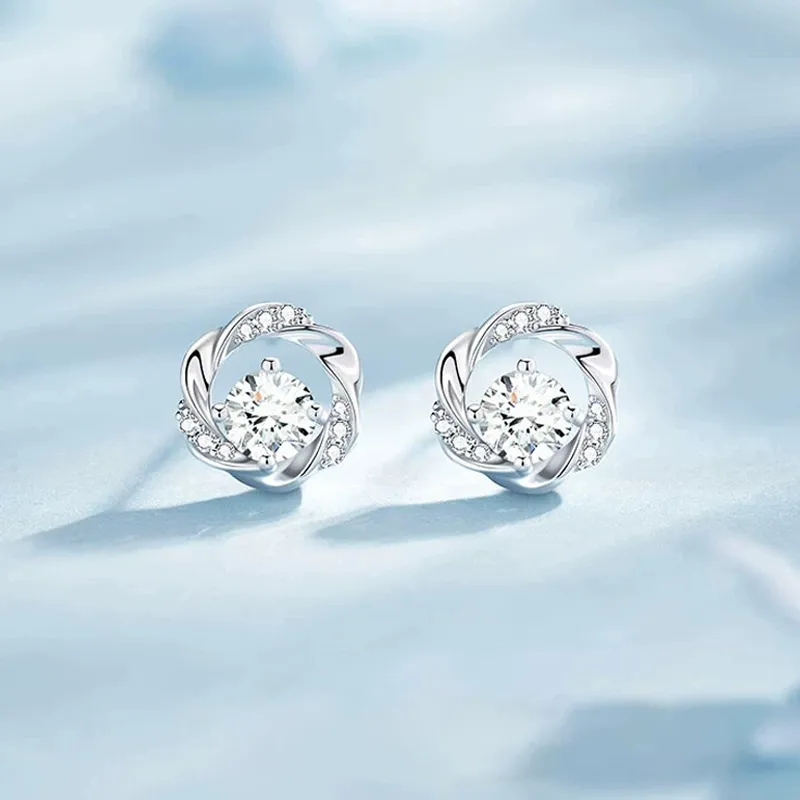 QIANCHANG 999 Fine Silver Stud Earrings Women's-1