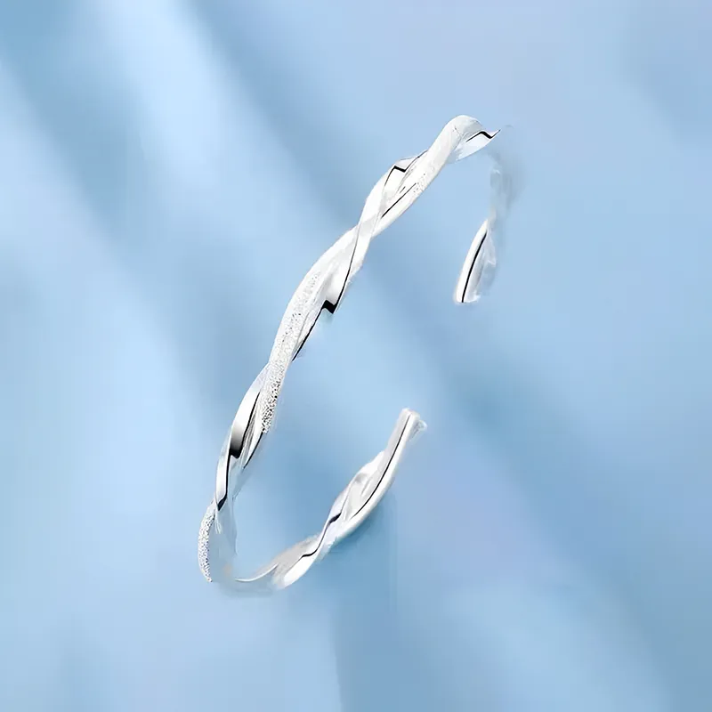 QIANCHANG 999 Fine Silver Bangles Women's-2