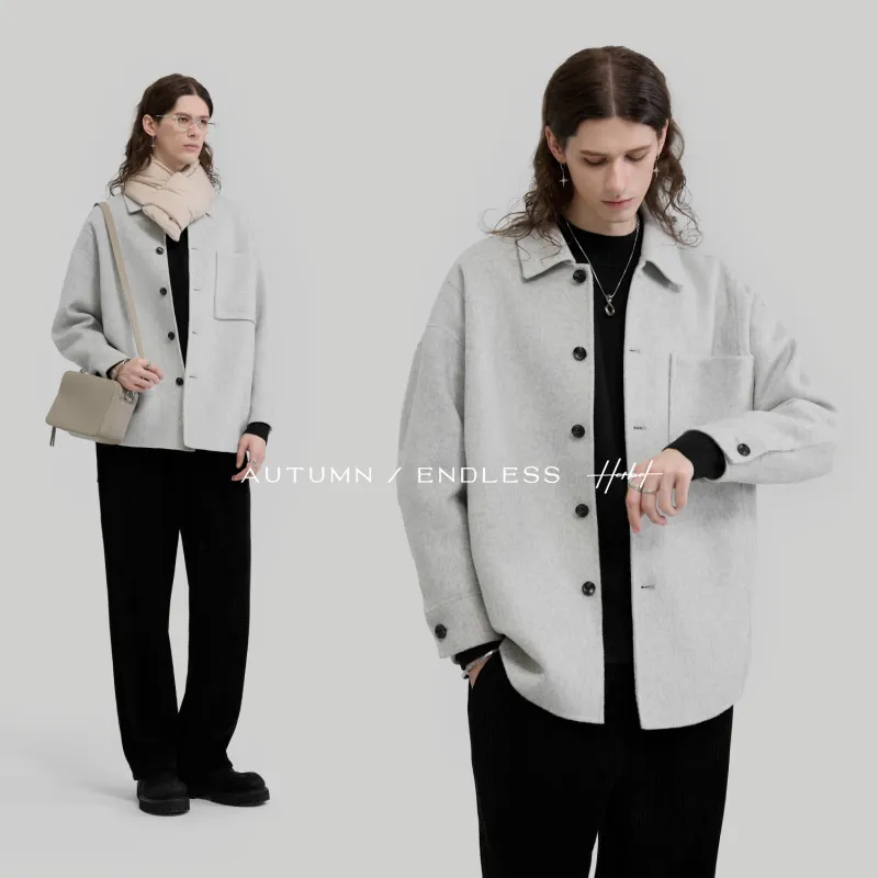 HERBEL Trench Coat Men's Light Gray-3