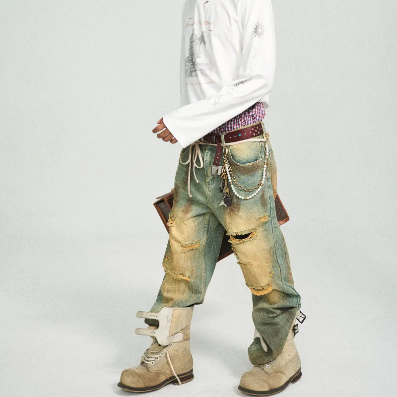 STEEPC Casual Pants Unisex Vintage Yellow-3