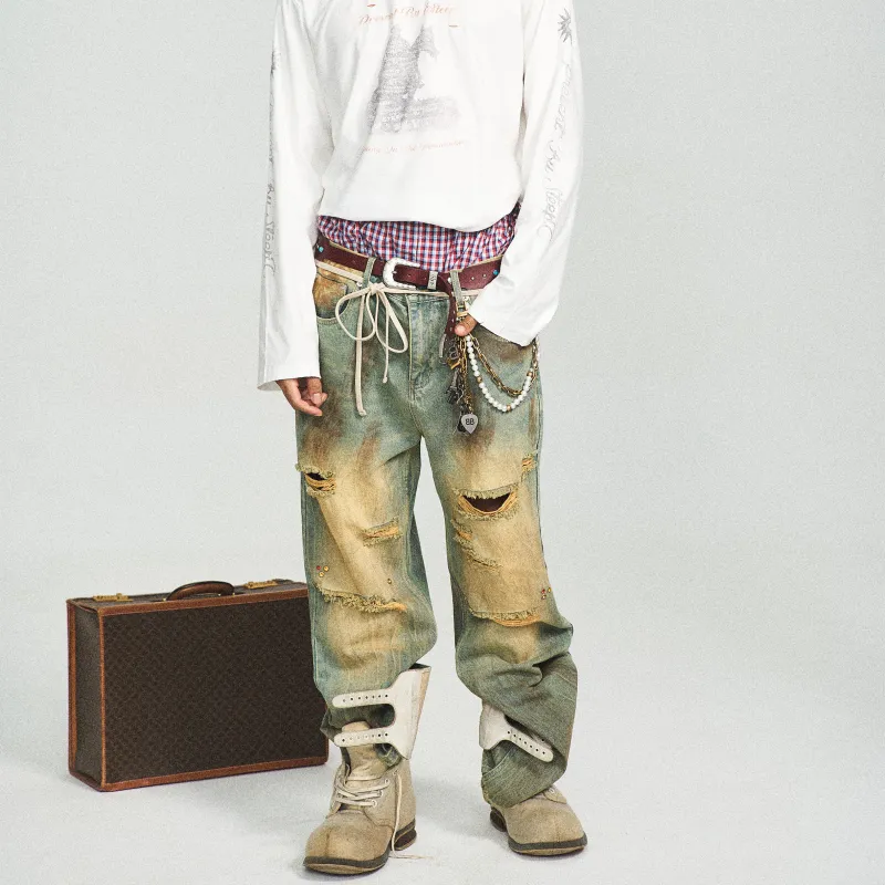 STEEPC Casual Pants Unisex Vintage Yellow-2
