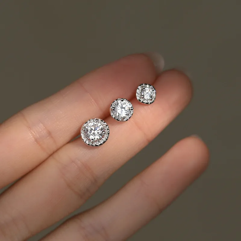 LUYUO Zircon Stud Earrings Unisex-1