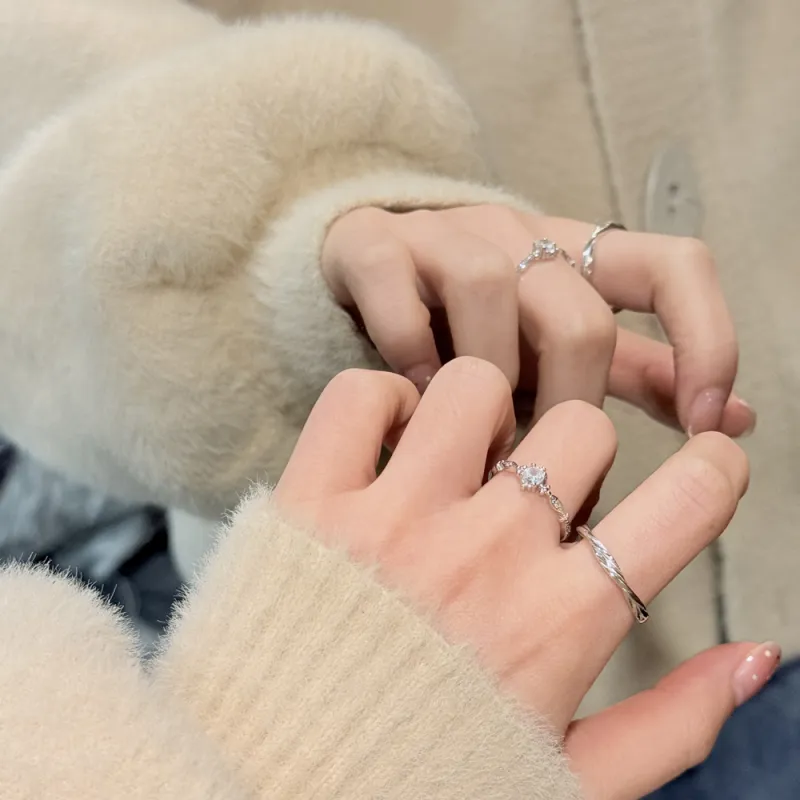 LUYUO Sweet Romantic Date Ceremony, Sparkling Rhinestone Adjustable Opening Gift Box Sets Unisex-2