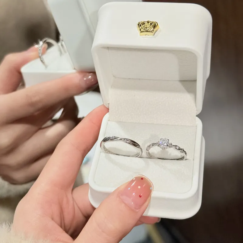 LUYUO Sweet Romantic Date Ceremony, Sparkling Rhinestone Adjustable Opening Gift Box Sets Unisex-5