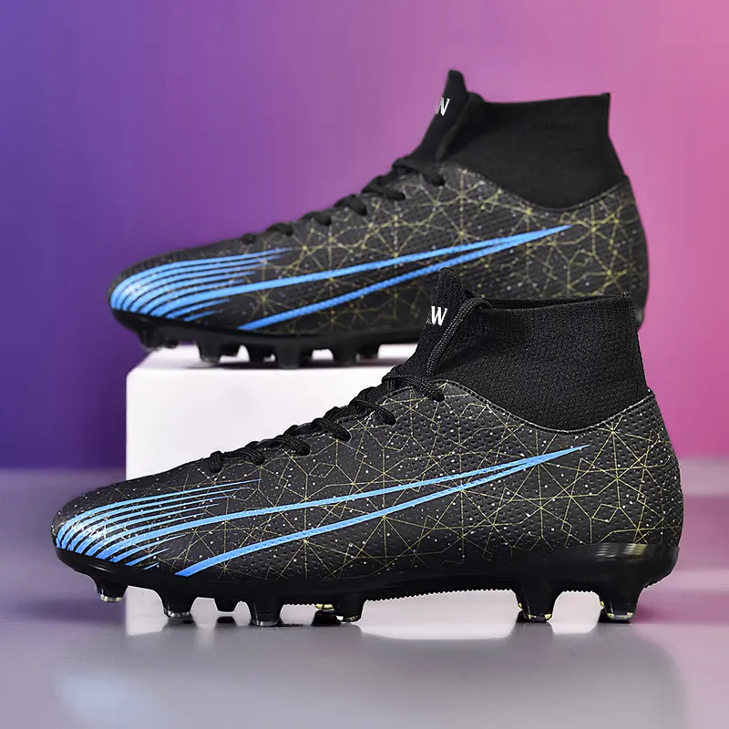 D&W FG Rubber Long Studs Artificial Ground Firm Ground Soft Ground Anti Slip Wear Resistant Soccer Shoes Unisex-4