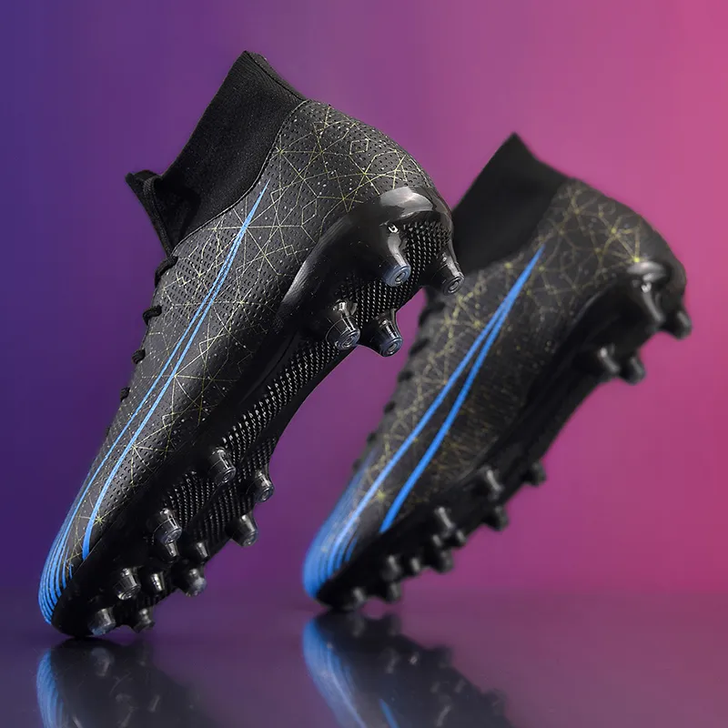 D&W FG Rubber Long Studs Artificial Ground Firm Ground Soft Ground Anti Slip Wear Resistant Soccer Shoes Unisex-5