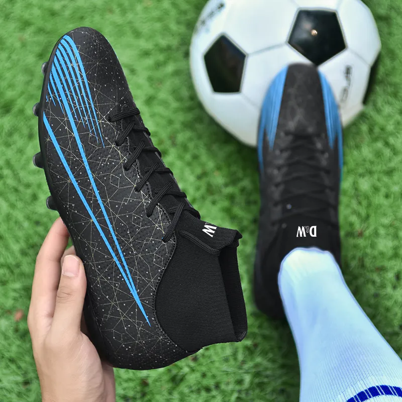 D&W FG Rubber Long Studs Artificial Ground Firm Ground Soft Ground Anti Slip Wear Resistant Soccer Shoes Unisex-8