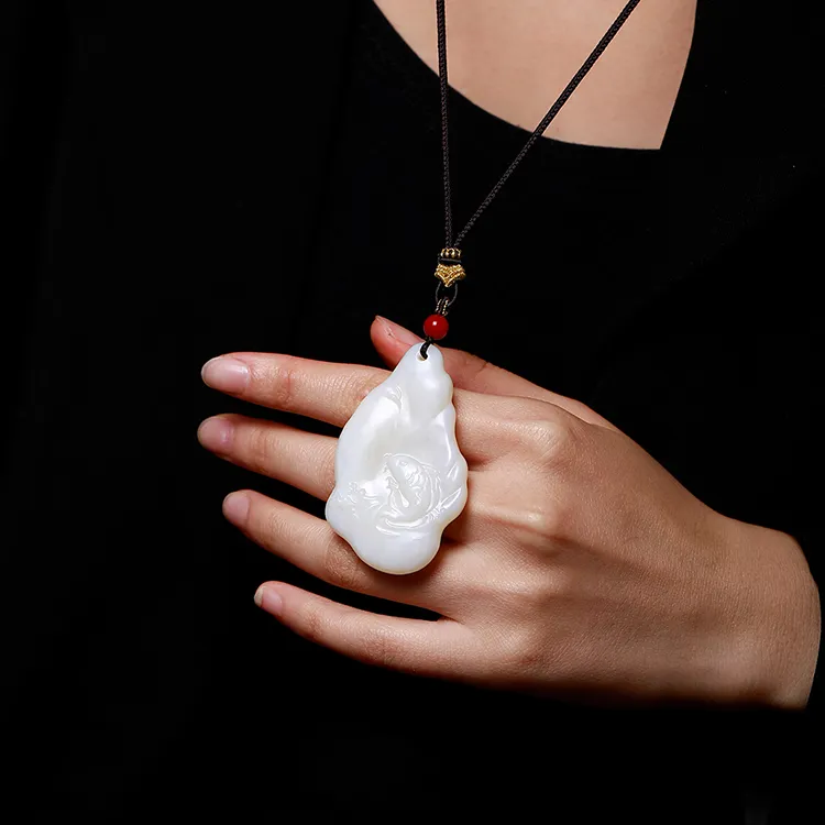 LANPIN Hetian Jade Pendants White Jade Unisex-7