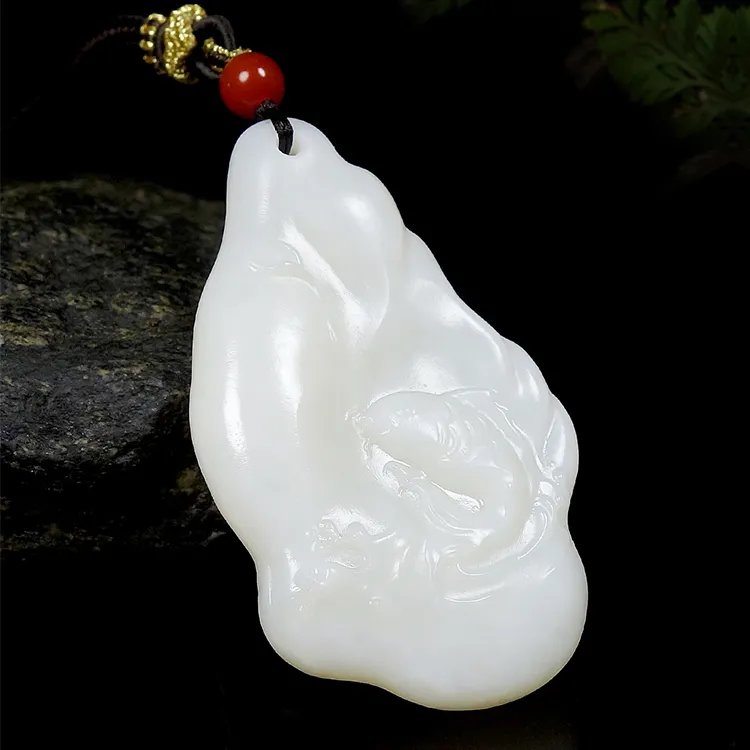 LANPIN Hetian Jade Pendants White Jade Unisex-5