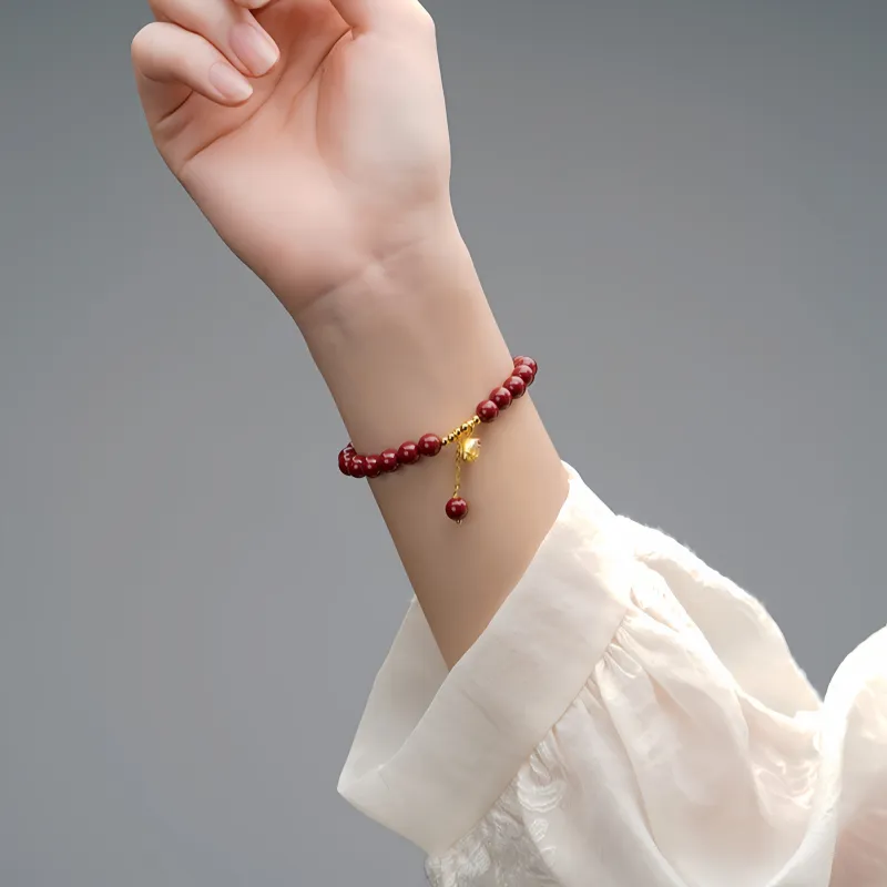 YUGONGYUAN Reconstructed Cinnabar Bracelets Unisex-2