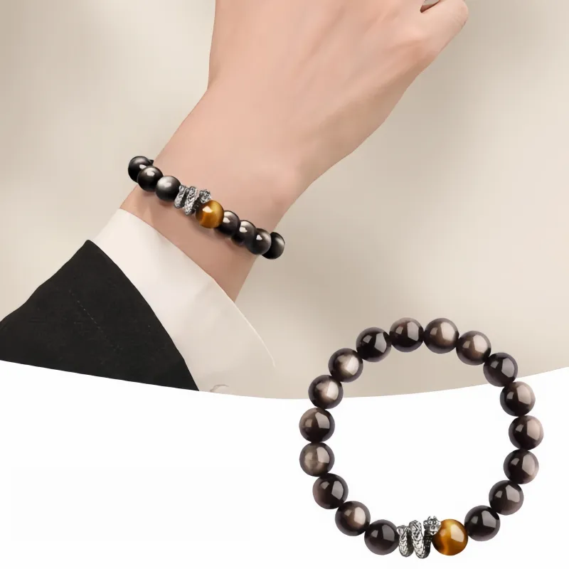 YUGONGYUAN Obsidian Bracelets Unisex-4
