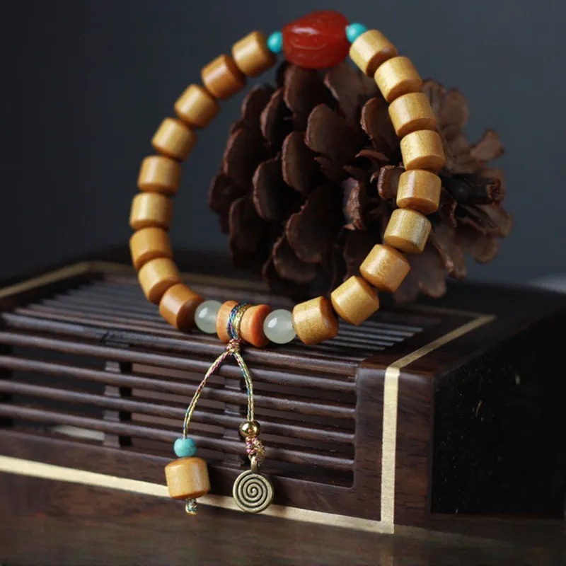 YUGONGYUAN Golden Sandalwood Bracelets Unisex-2