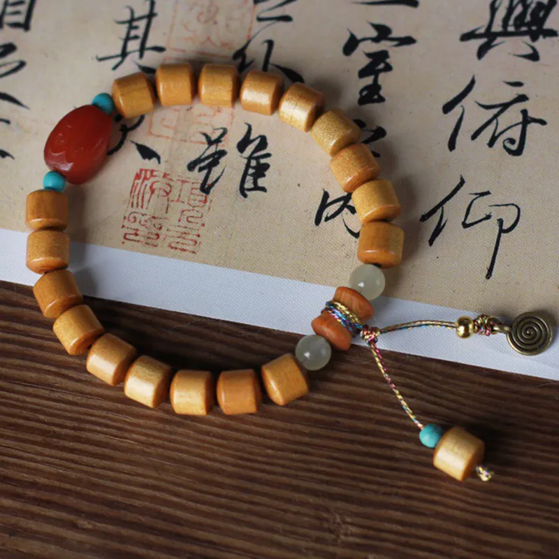 YUGONGYUAN Golden Sandalwood Bracelets Unisex-3