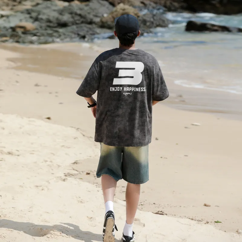 Kepu T-Shirt Unisex Dark Gray Printed White-2