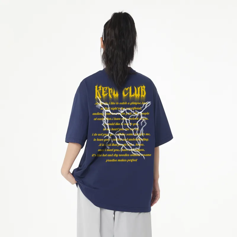 Kepu T Shirt Unisex Navy Blue With Yellow Print-2