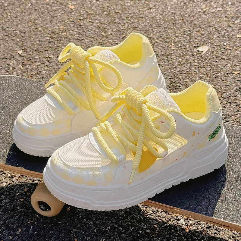 Boldi Kuki Low Top Skateboard Shoes Women's Yellow Shopping Bag-3