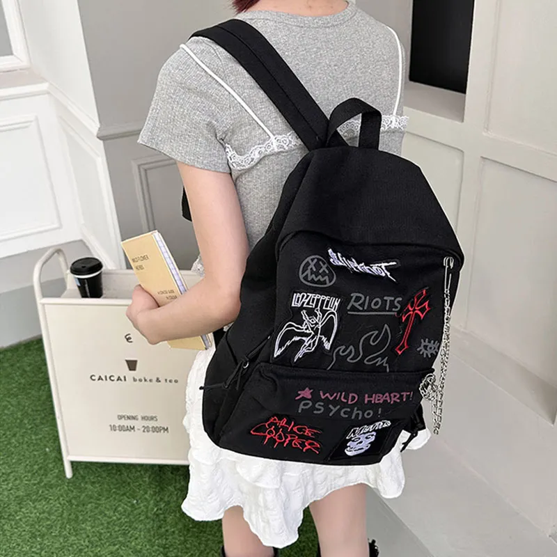 Aini Rabbit Canvas Backpack Unisex Red/Black-7