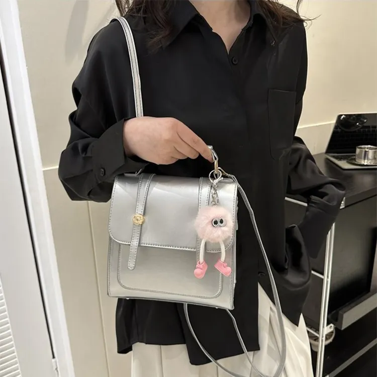 Aini Rabbit PU Backpack Regular Women's Black/Silver/Coffee-8