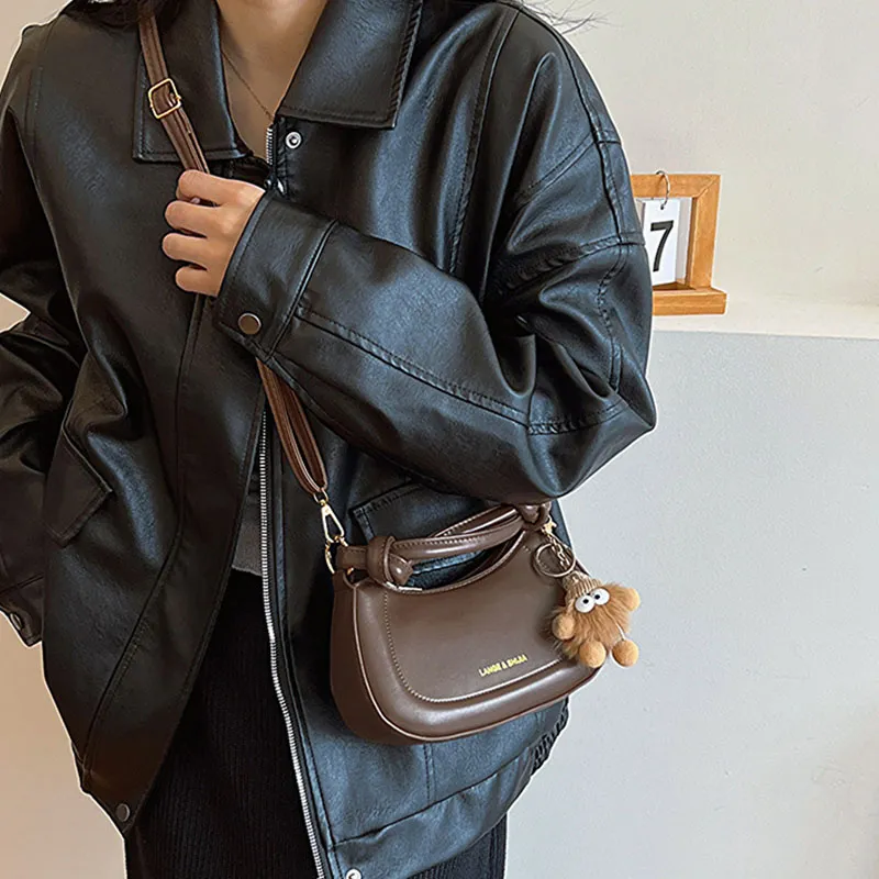 Aini Rabbit PU Crossbody One Shoulder Handbag Women's Brown-3