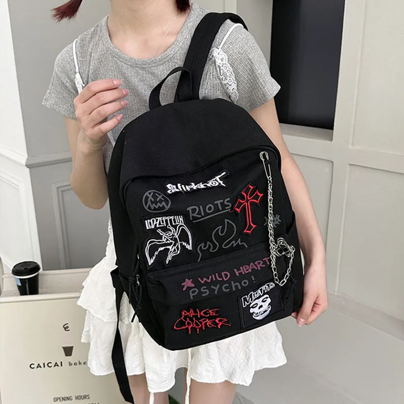 Aini Rabbit Canvas Backpack Unisex Red/Black-6