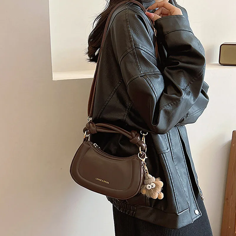 Aini Rabbit PU Crossbody One Shoulder Handbag Women's Brown-1