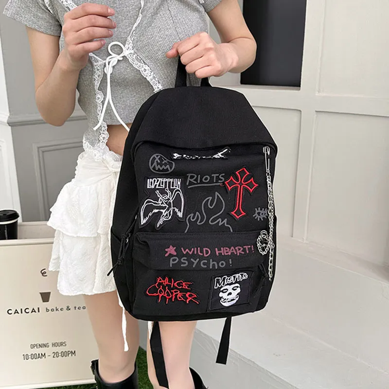 Aini Rabbit Canvas Backpack Unisex Red/Black-5